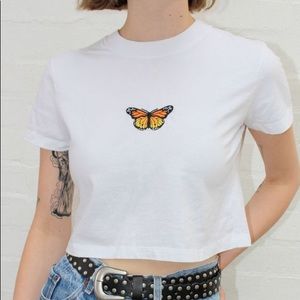 Brandy Melville Helen Butterfly Graphic Crop Top